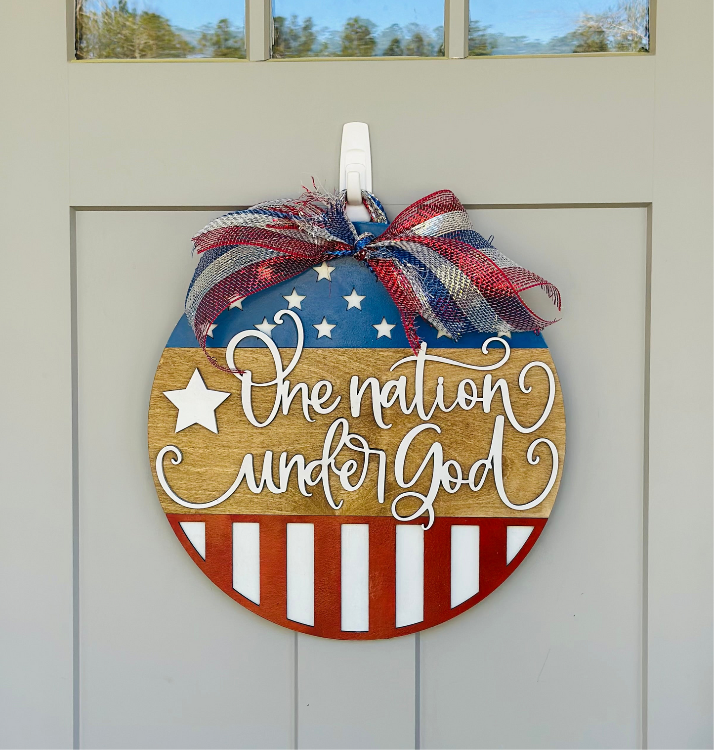 One Nation Under God - Patriotic Door Sign