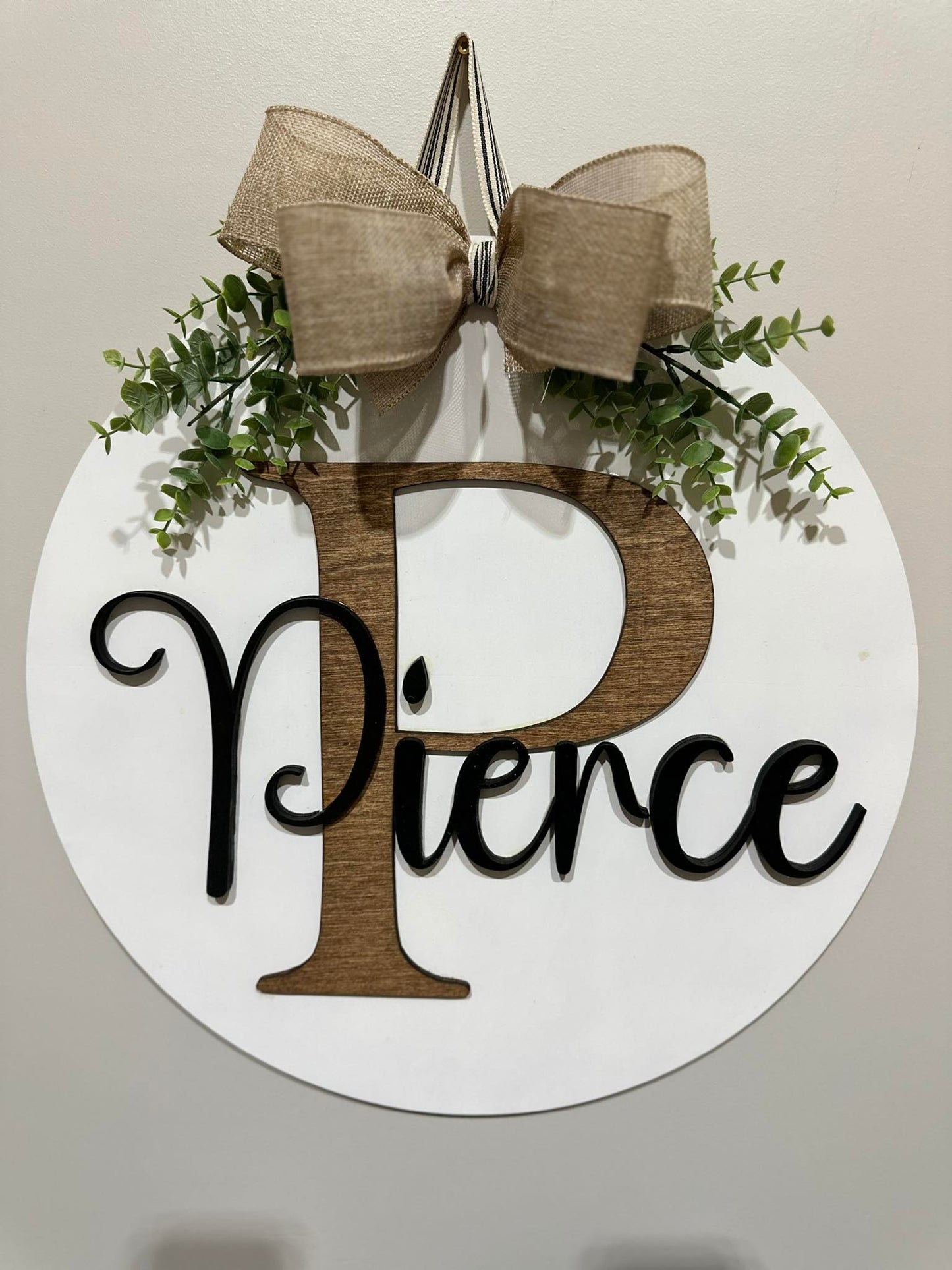Monogramed 18in Farmhouse Style Door Sign
