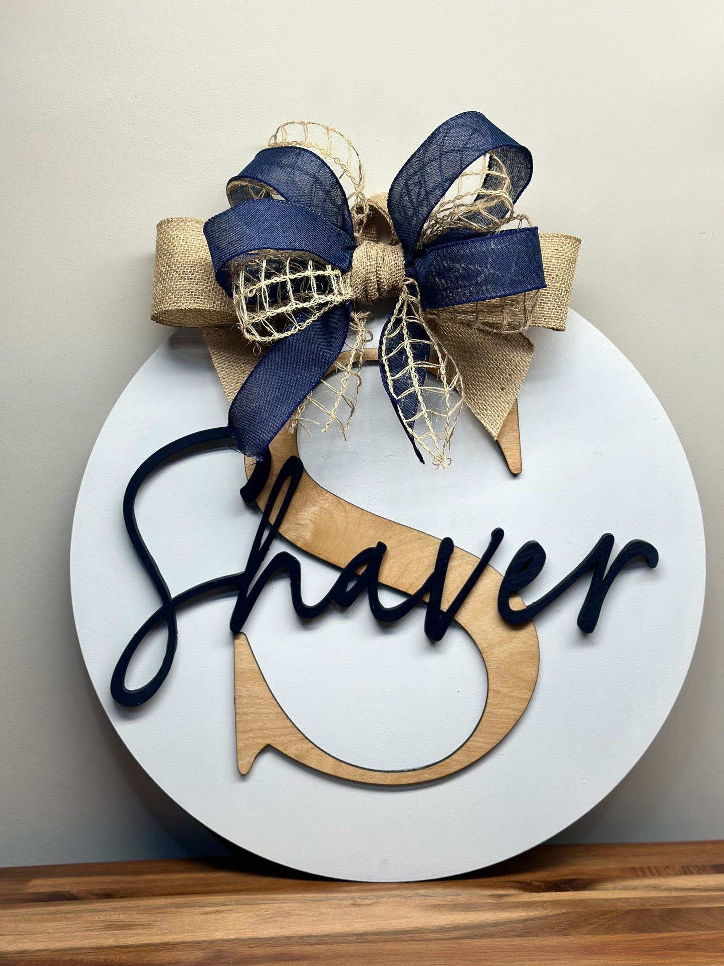 Monogram Door Sign with Navy