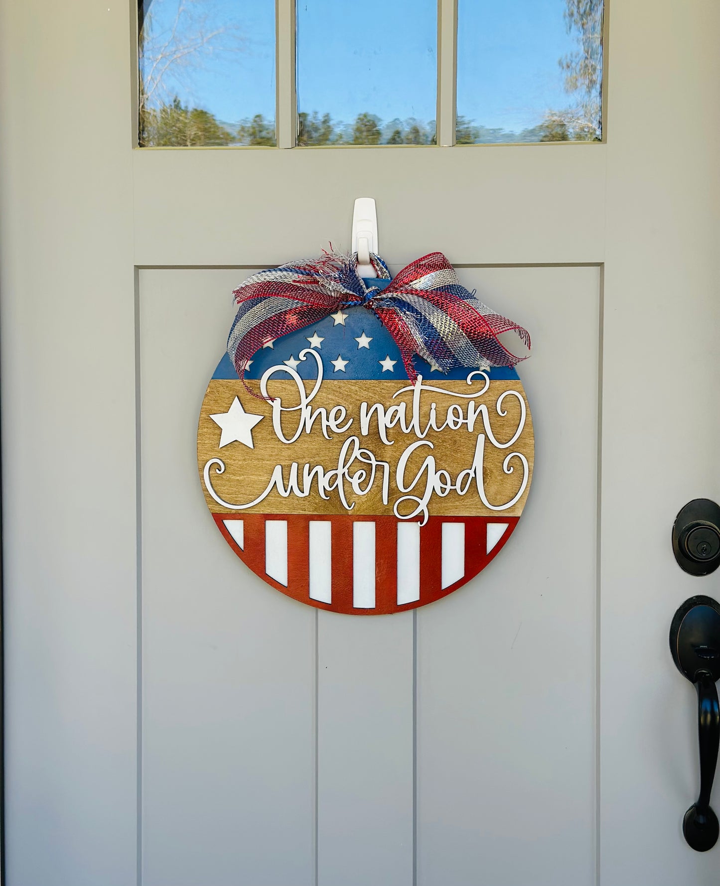 One Nation Under God - Patriotic Door Sign