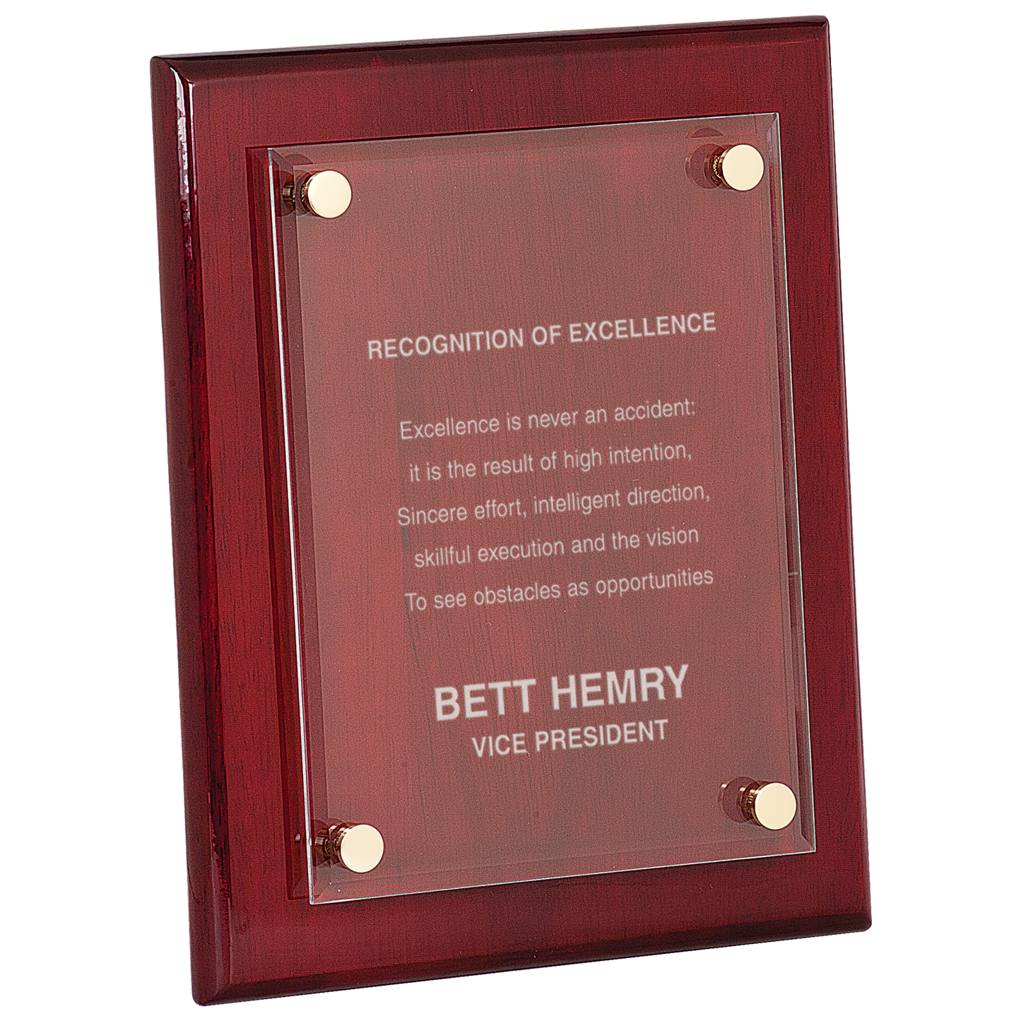 Rosewood Piano Finish Floating Acrylic Plaque