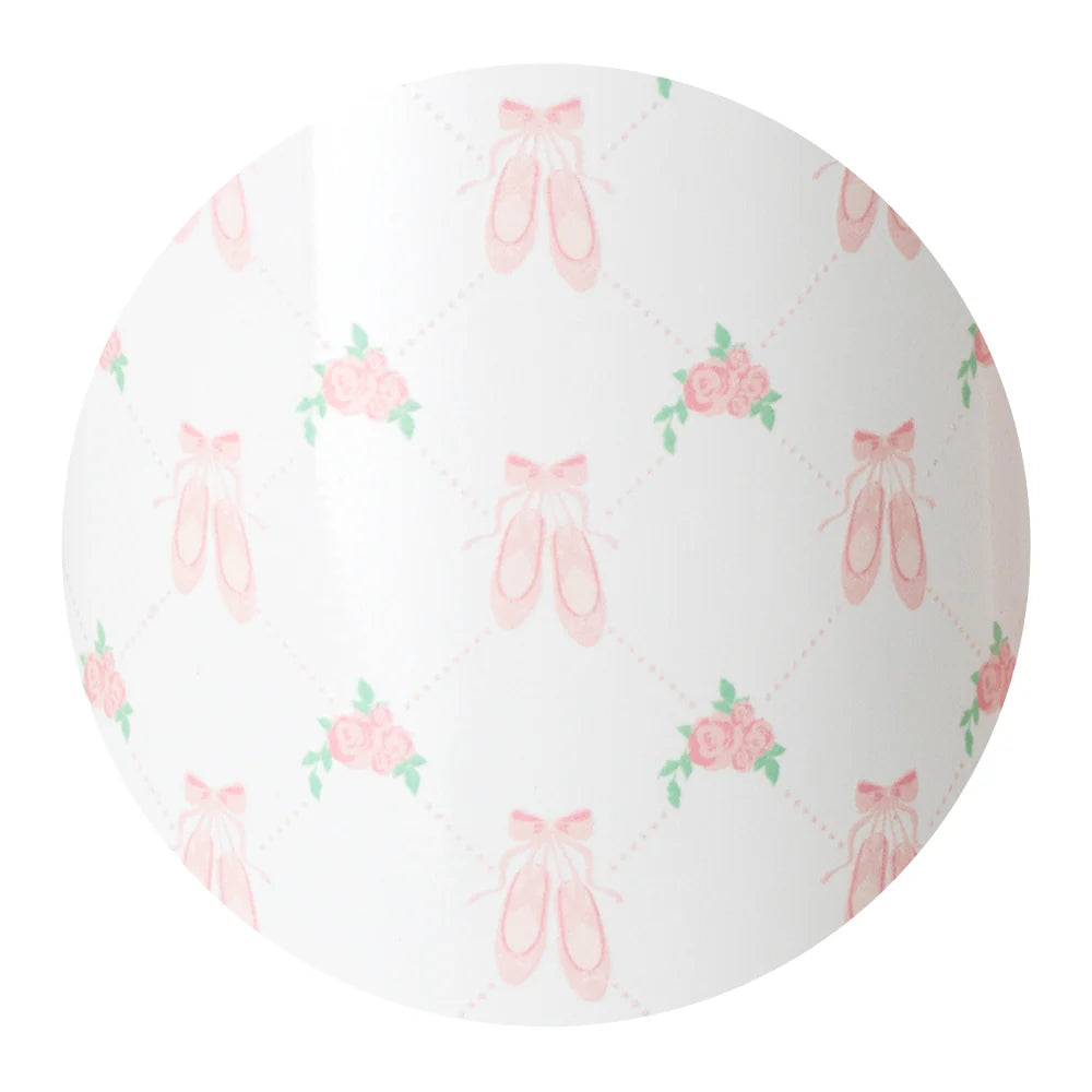 Pattern of pink dance shoes and roses