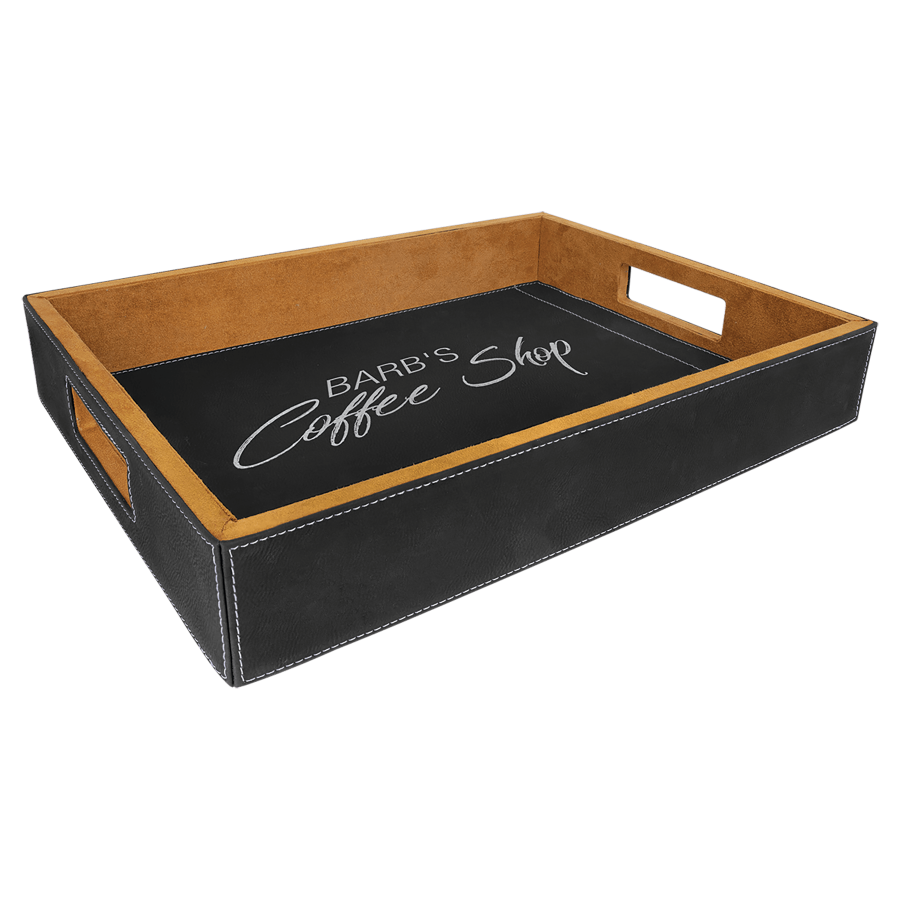 Leatherette Serving Tray with Handles