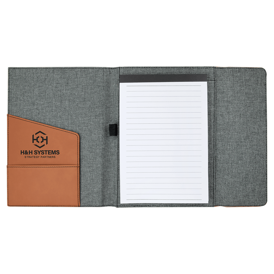 7" x 9" Personalizable Leatherette / Canvas Portfolio with Notepad