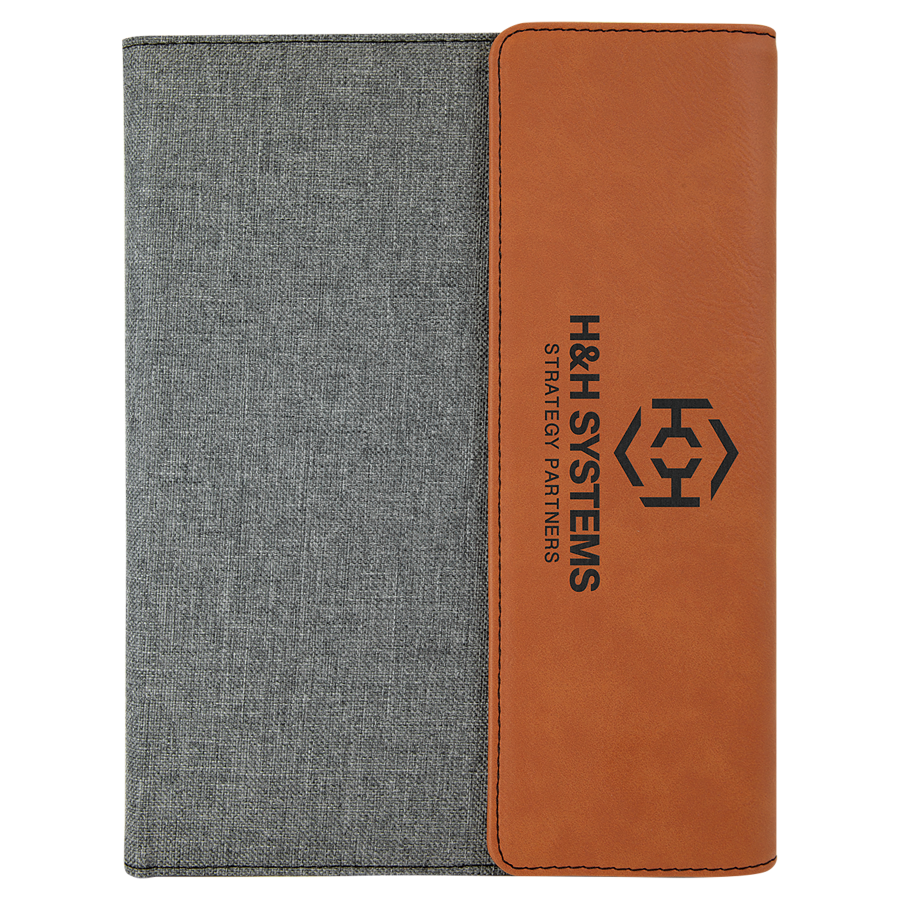7" x 9" Personalizable Leatherette / Canvas Portfolio with Notepad