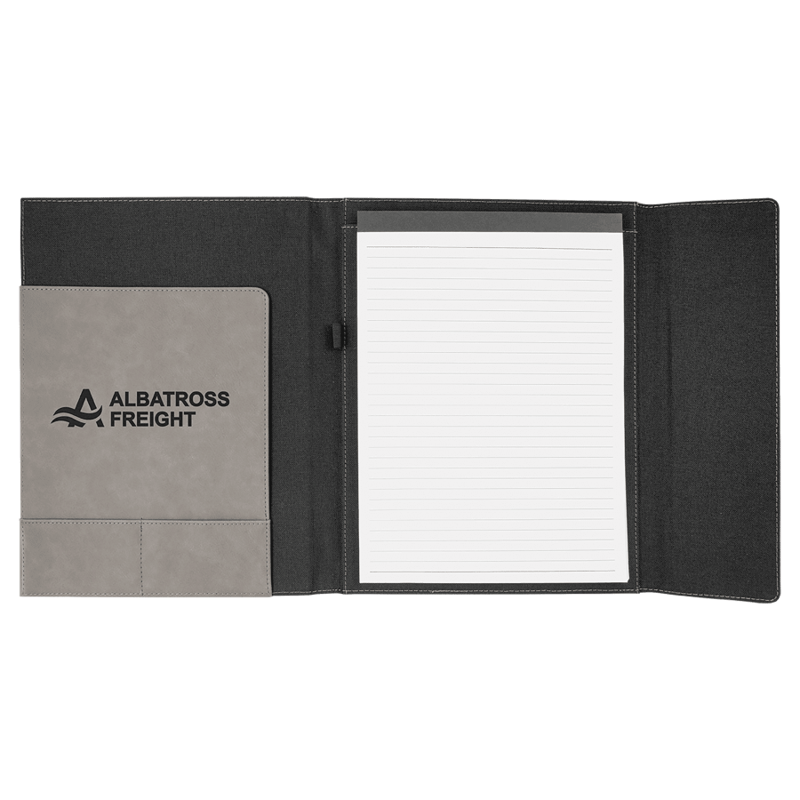 9 1/2" x 12" Personalizable Leatherette / Canvas Portfolio with Notepad