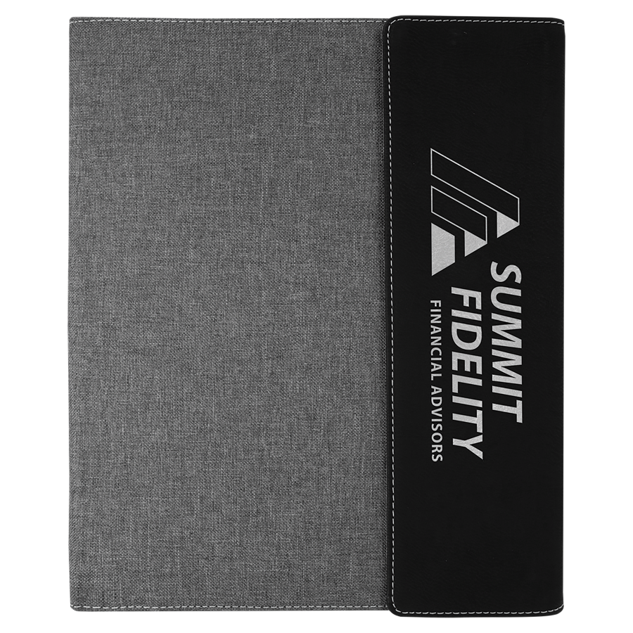 9 1/2" x 12" Personalizable Leatherette / Canvas Portfolio with Notepad