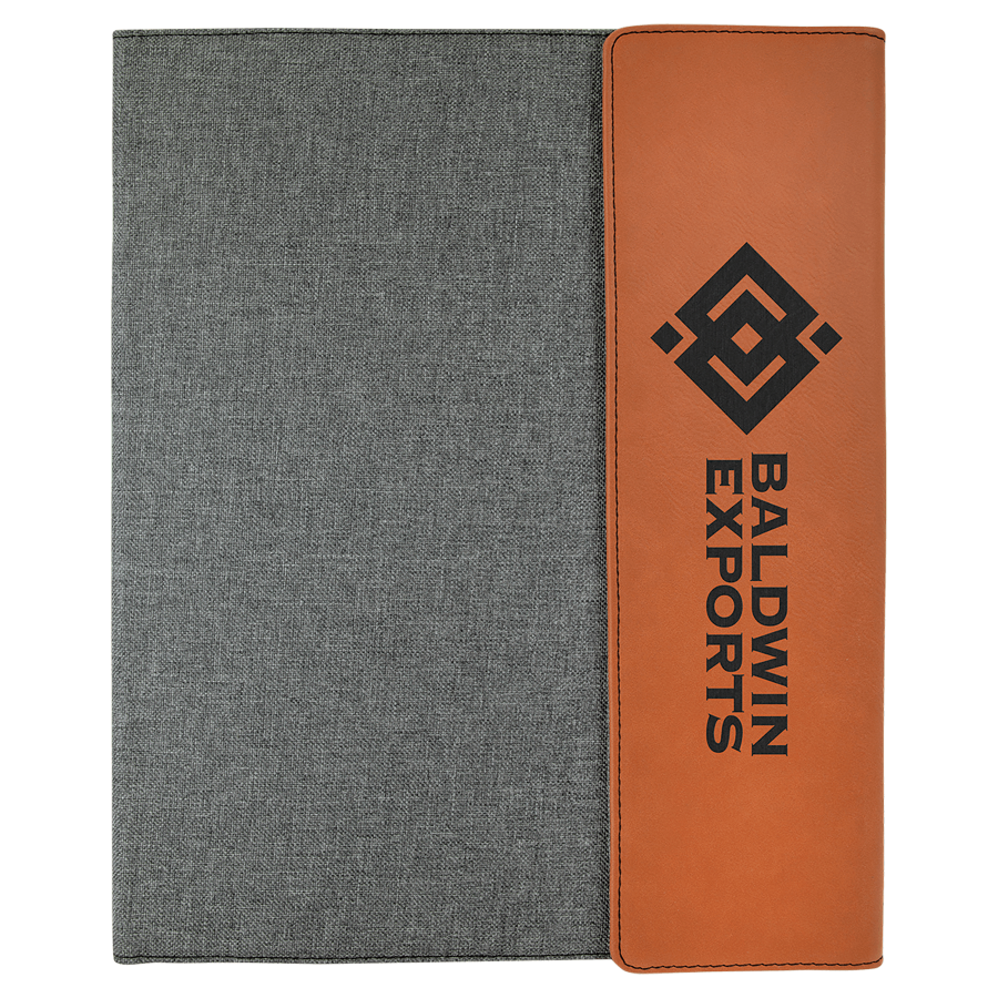 9 1/2" x 12" Personalizable Leatherette / Canvas Portfolio with Notepad