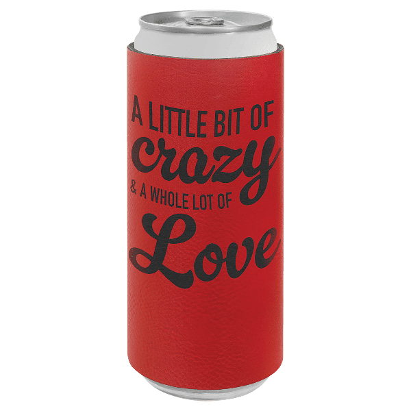 Slim Premium Leatherette Beverage Holder / Skinny Can Cooler
