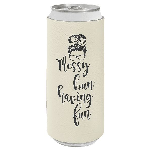 Slim Premium Leatherette Beverage Holder / Skinny Can Cooler
