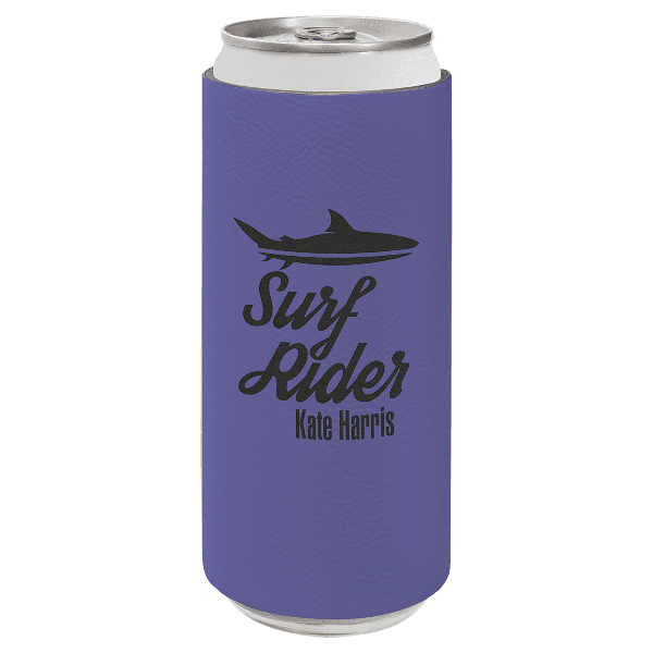 Slim Premium Leatherette Beverage Holder / Skinny Can Cooler