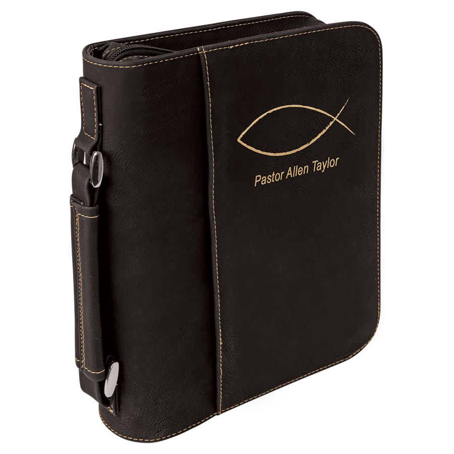 7 1/2" x 10 3/4" Leatherette Book/Bible Cover with Handle & Zipper