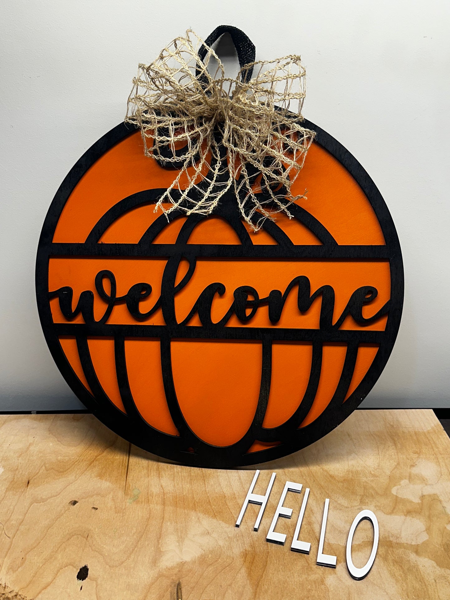 Welcome Fall Pumpkin Sign | Autumn Harvest Door Decor