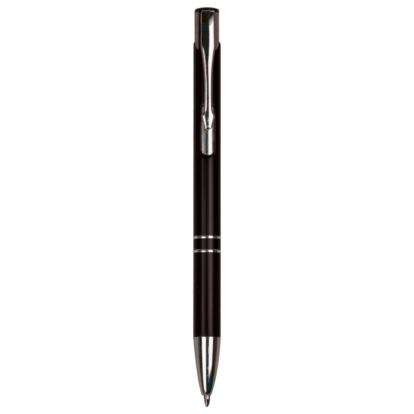 Personalized Anodized Aluminum Black Ink Pen with Silver trim