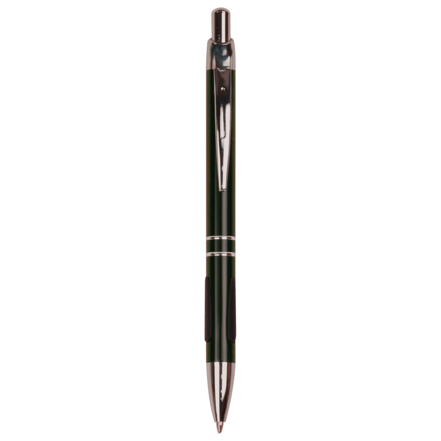 Personalized Anodized Aluminum Black Ink Pen with Silver trim & rubber gripper