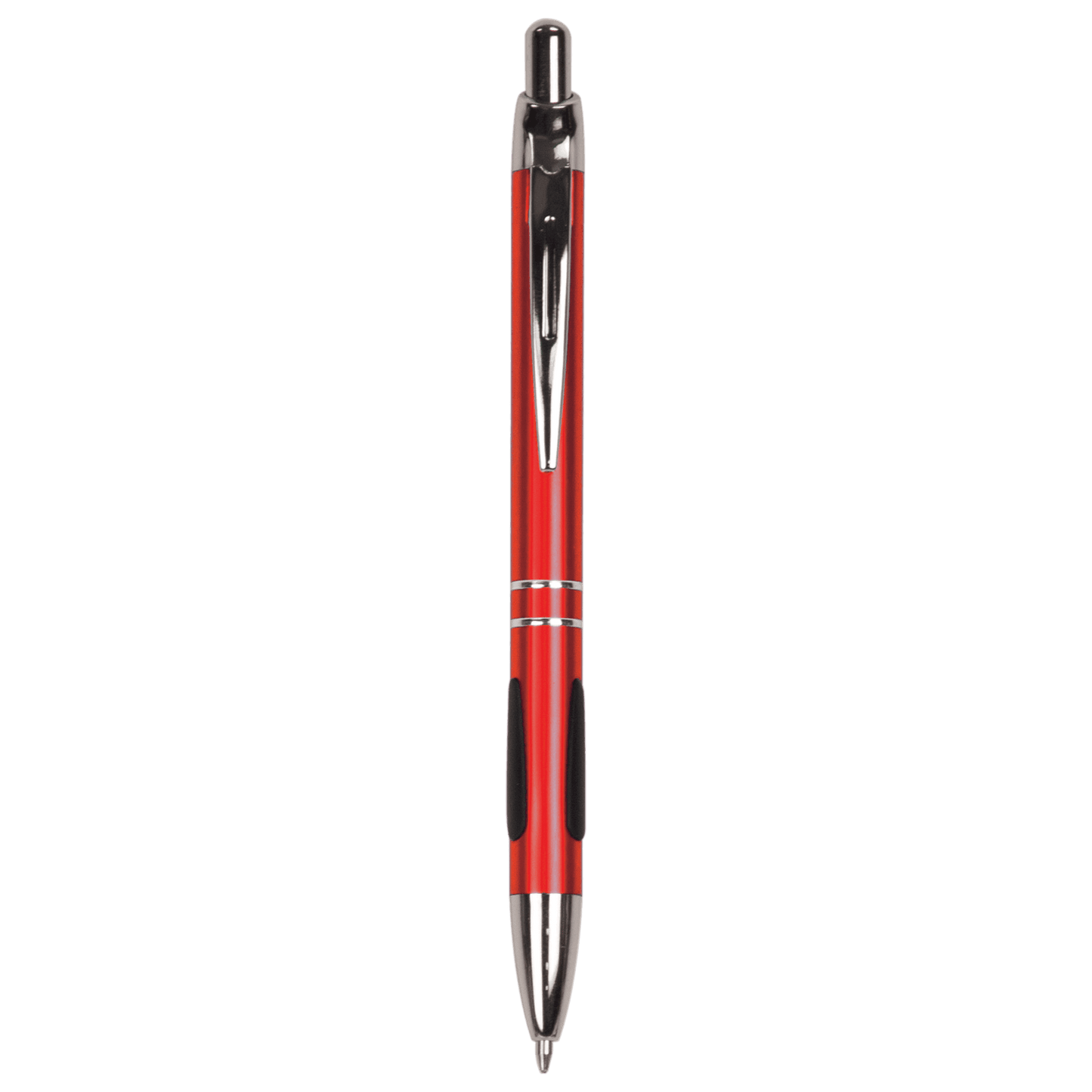 Personalized Anodized Aluminum Black Ink Pen with Silver trim & rubber gripper