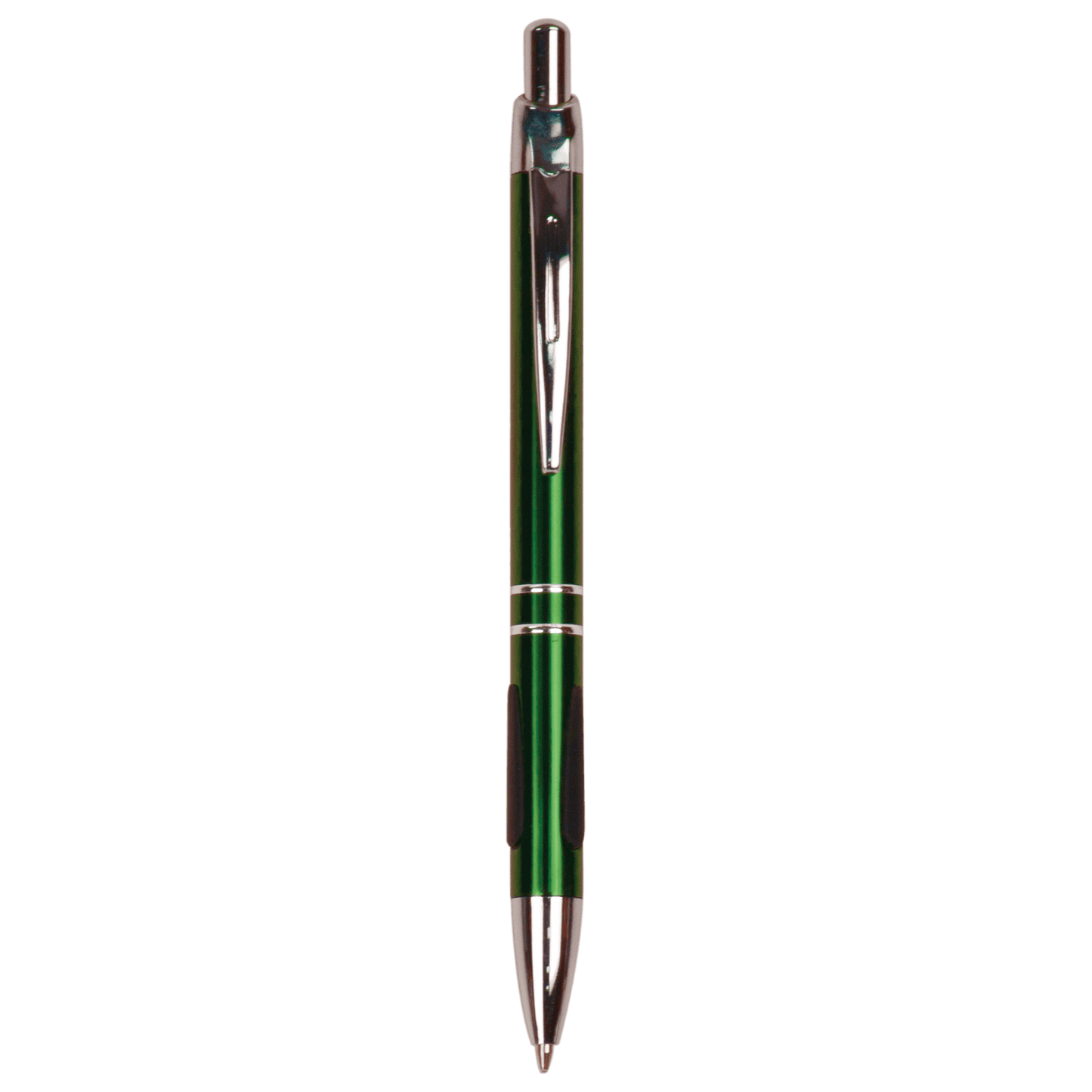 Personalized Anodized Aluminum Black Ink Pen with Silver trim & rubber gripper