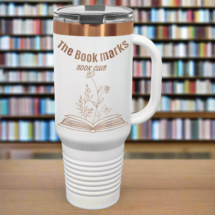 40oz White/Rose Gold ION-Plated Polar Camel Travel Mug w/ handle