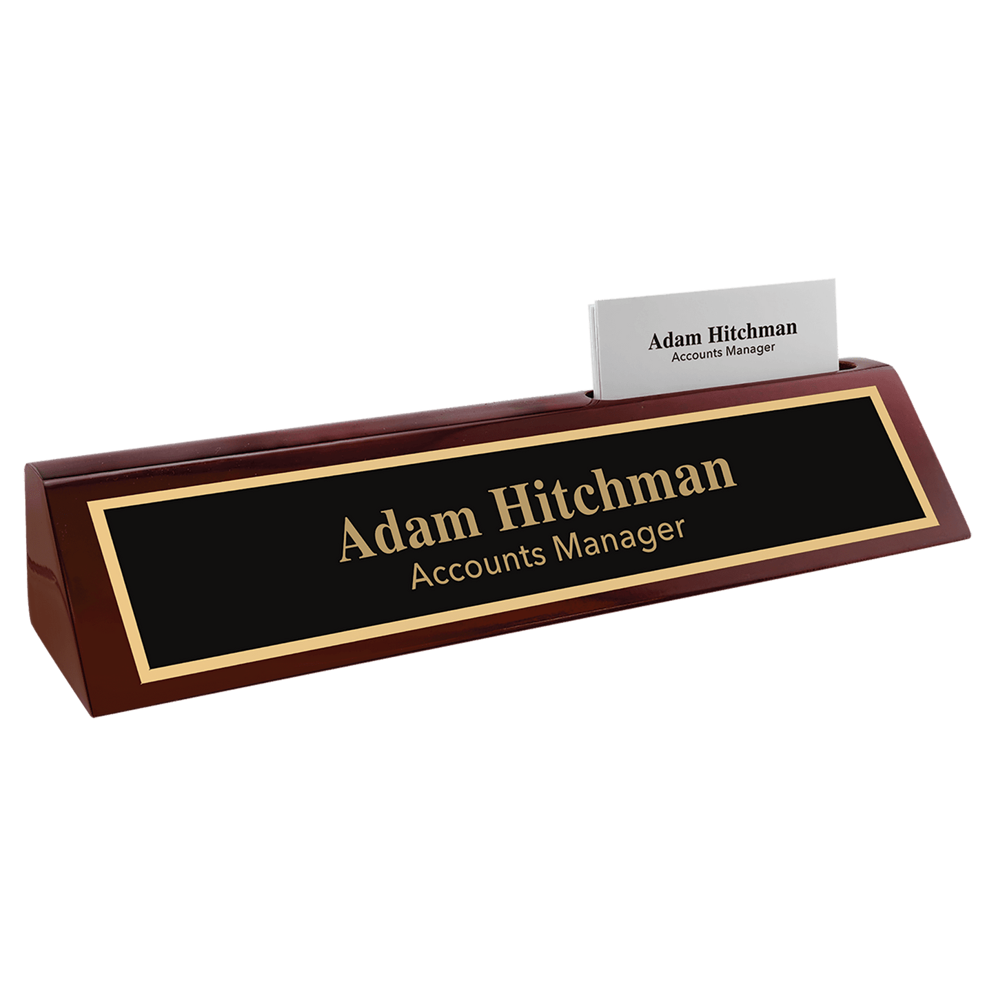 Rosewood Piano Finish Desk Wedge with Business Card Holder