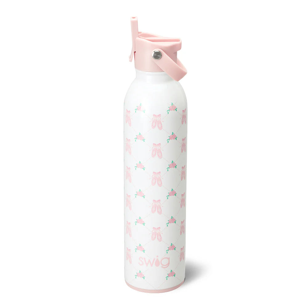 Photo of a white swig brand wayer bottle with p