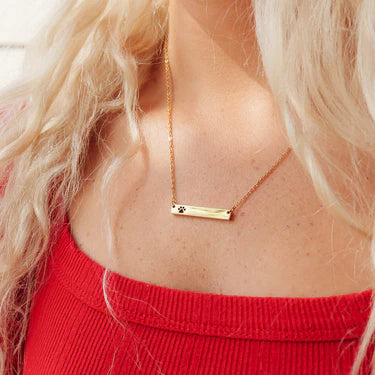 Paw Print Cutout Bar Necklace