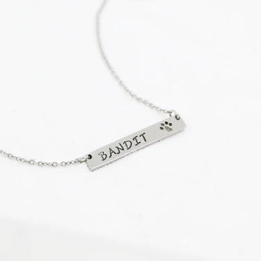 Paw Print Cutout Bar Necklace
