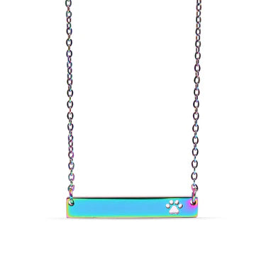 Paw Print Cutout Bar Necklace