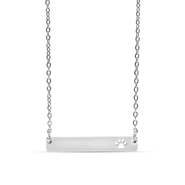 Paw Print Cutout Bar Necklace