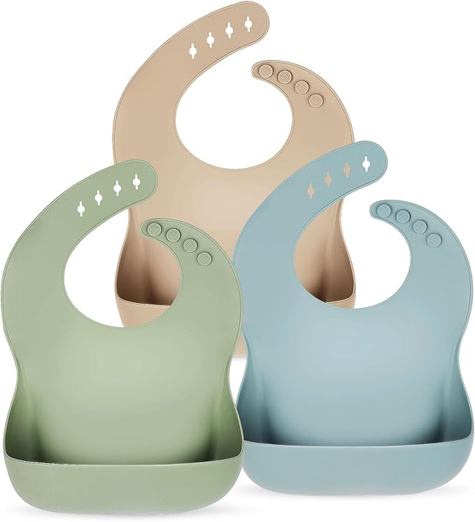 Silicone Bibs - Neutral Colors - BPA-Free & Dishwasher Safe