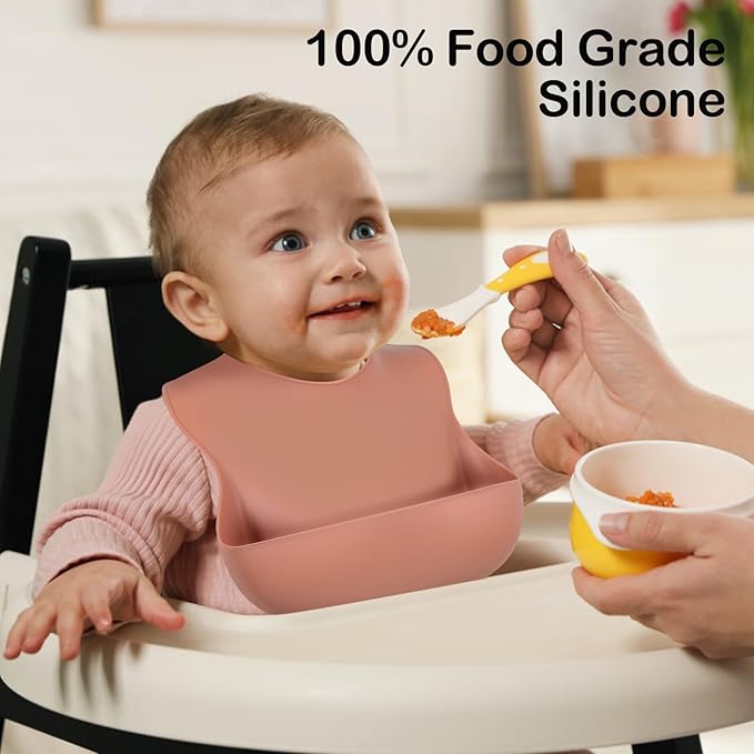 Silicone Bibs - Neutral Colors - BPA-Free & Dishwasher Safe