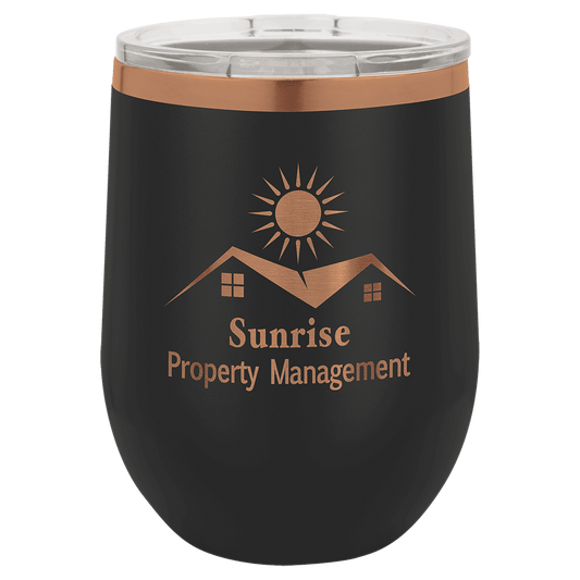 Polar Camel 12 oz Rose Gold Stemless Wine Tumbler with Lid