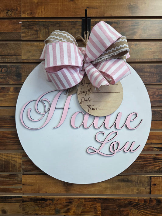 Personalized Baby Name Door Sign with Bassinet Circle