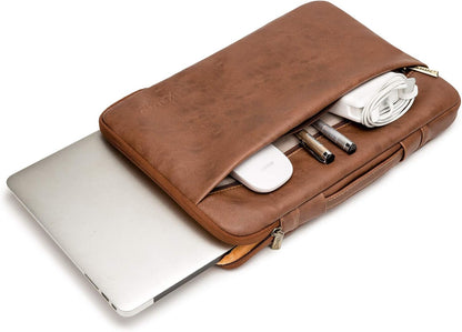 360° Protective Laptop Sleeve Case with Handle – Coffee PU