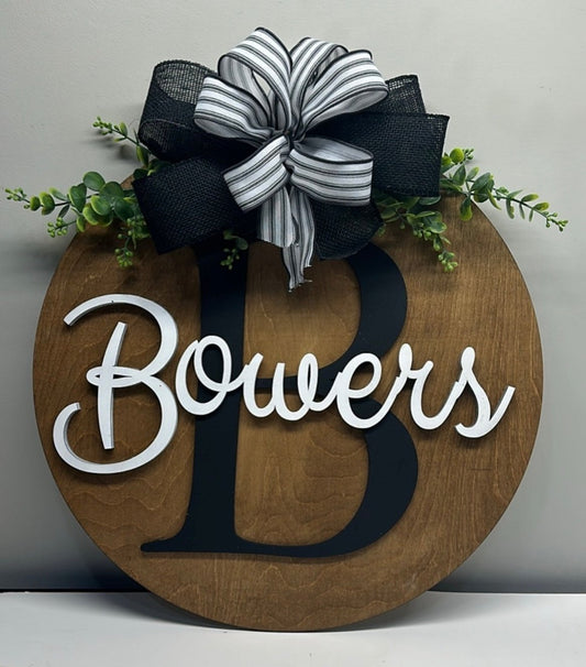 Farmhouse Style Monogram Door Sign