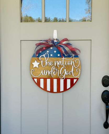 One Nation Under God - Patriotic Door Sign