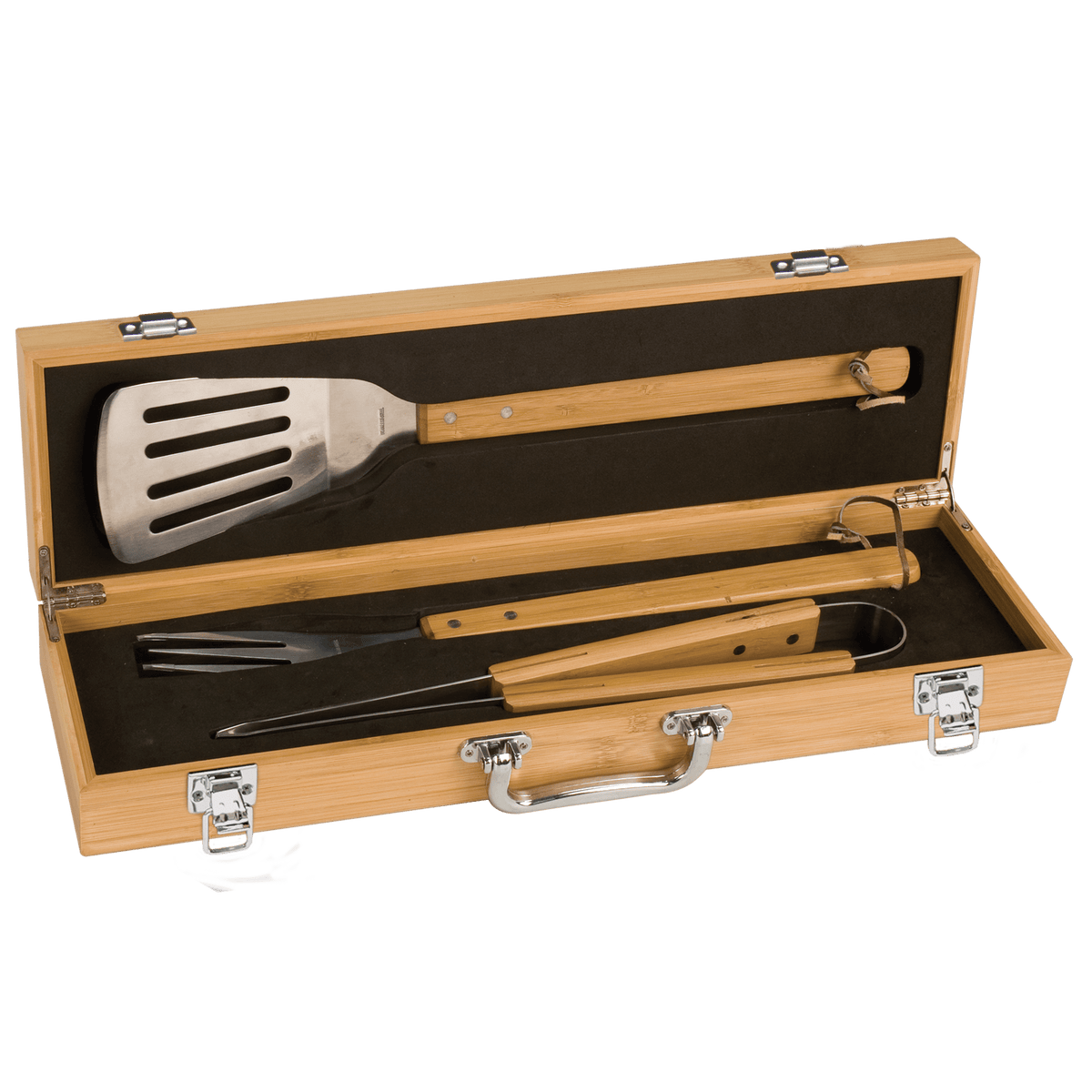 Personalized BBQ Grill Set – Custom Engraved Wooden Box with 3 Stainle ...