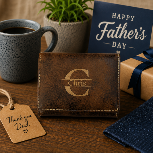 Personalized Father's Day 3x4" Laserable Leatherette Trifold Wallet