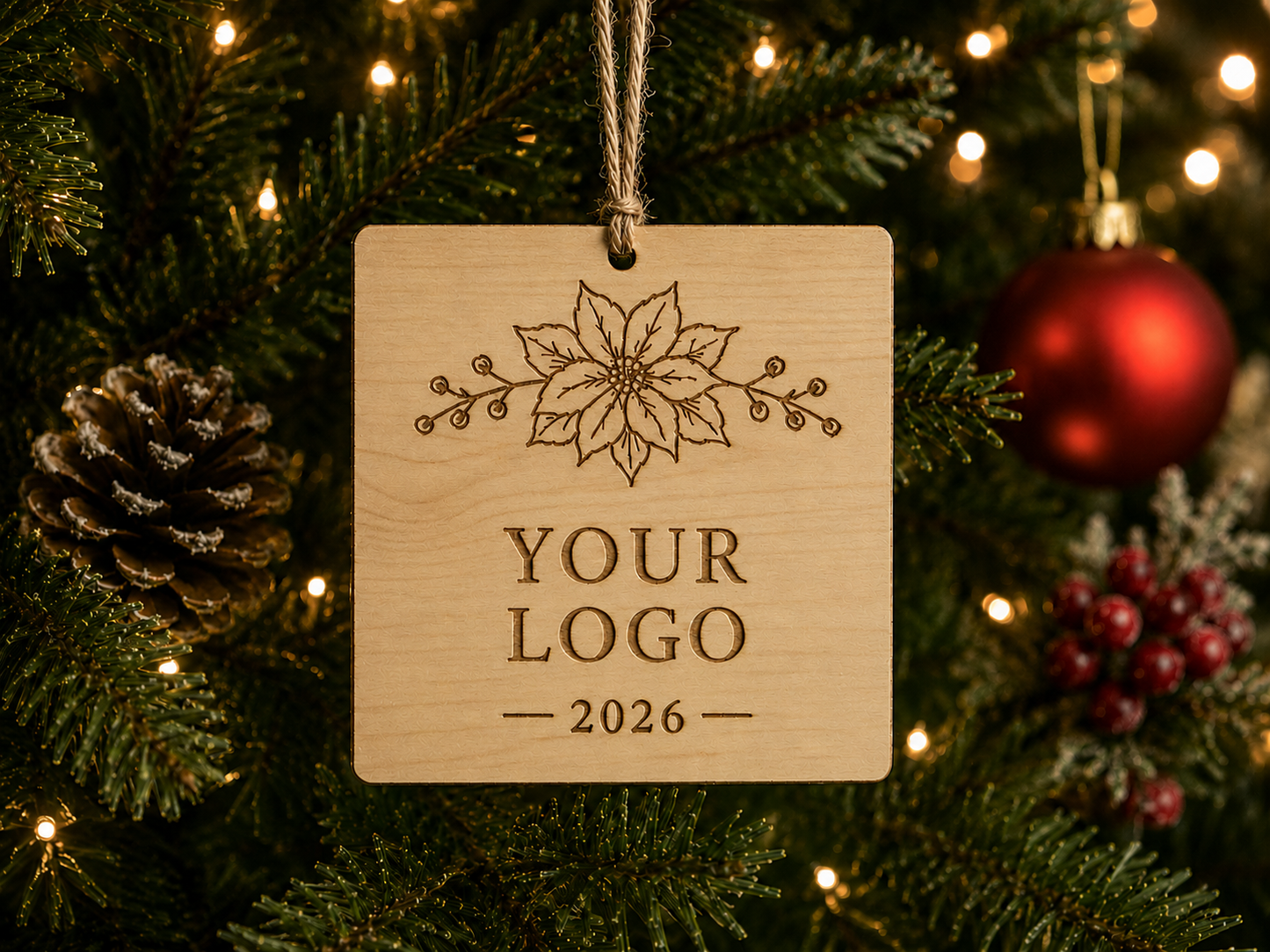 Personalized Alder Business Logo Ornament | Unique Christmas Decor | Custom Company Holiday Gift