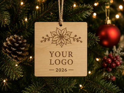 Personalized Alder Business Logo Ornament | Unique Christmas Decor | Custom Company Holiday Gift