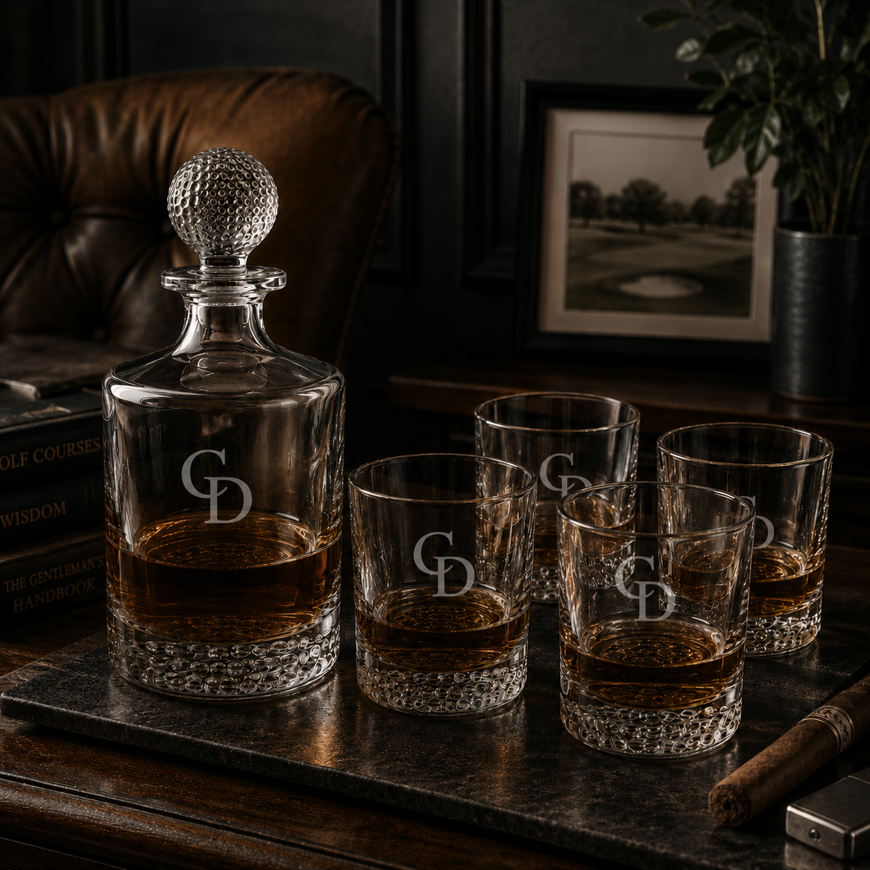 Elegant Father's Day Gift: Polar Camel Golf Decanter & 4 Glasses
