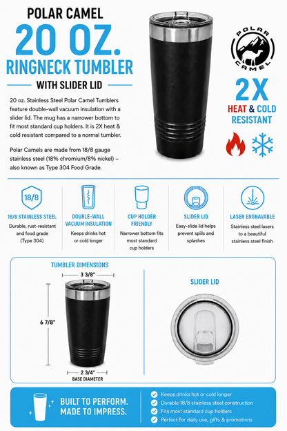 Mr & Mrs Polar Camel Tumblers | 20 oz Stainless Steel Wedding Gift Set | Black and White Travel Cups