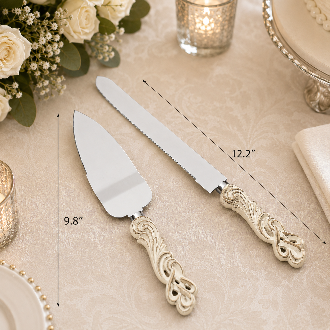 Rustic Handmade Vintage Style Wedding Cake Knife & Serving Set