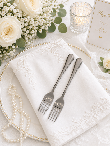 Mr and Mrs Engraved Wedding Forks – Set of 2