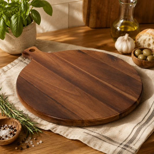 Acacia Circular Serving Board with Handle
