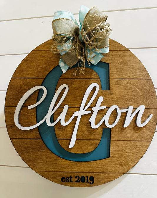 Farmhouse Shiplap Letter/Last Name Door Sign