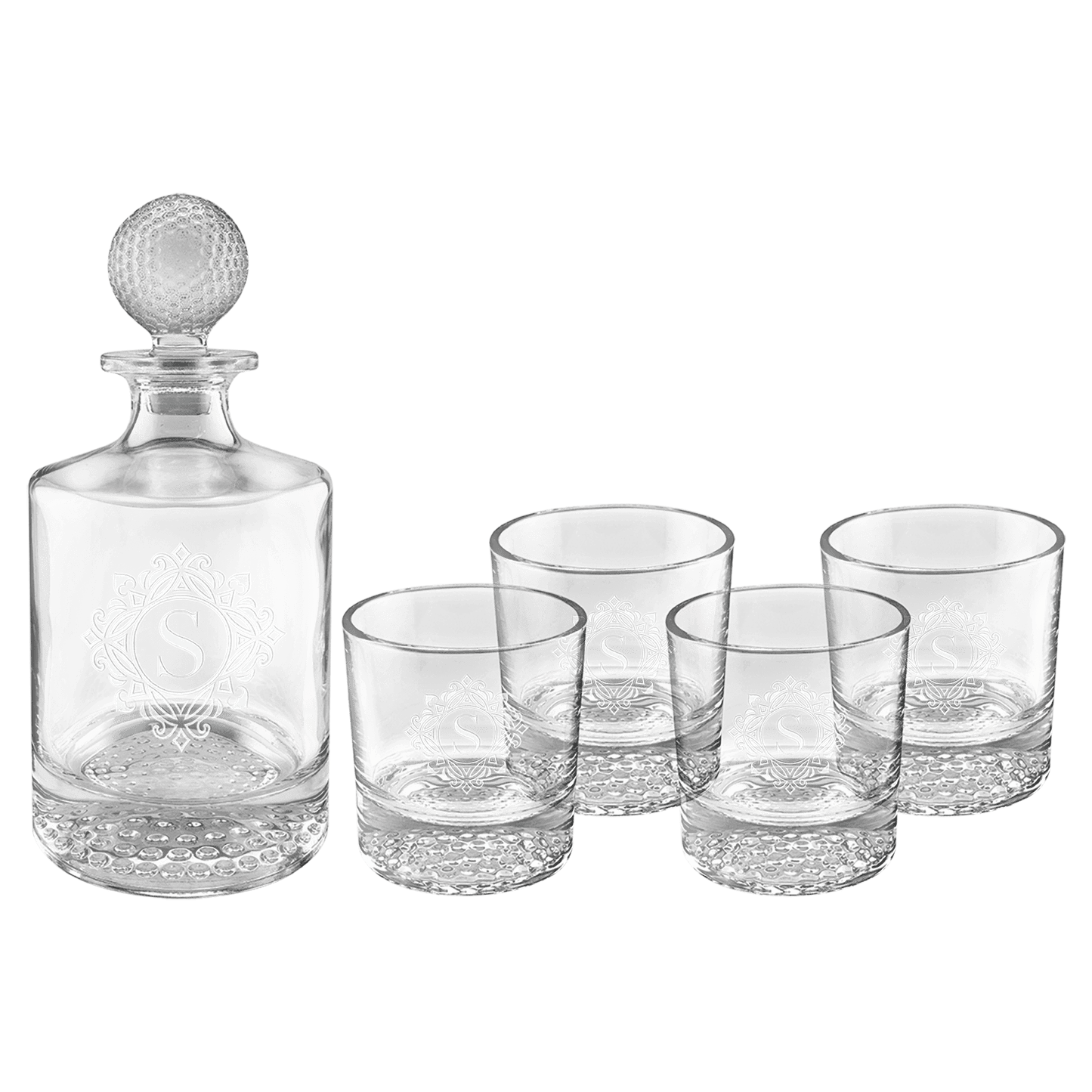Polar Camel Golf Decanter Set with 4 Rocks Glasses – Black Gift Box