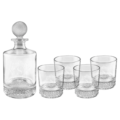 Polar Camel Golf Decanter Set with 4 Rocks Glasses – Black Gift Box