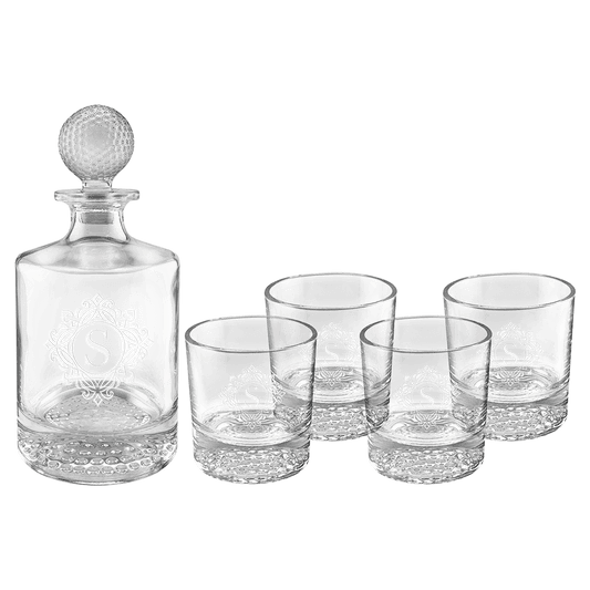 Polar Camel Golf Decanter Set with 4 Rocks Glasses – Black Gift Box
