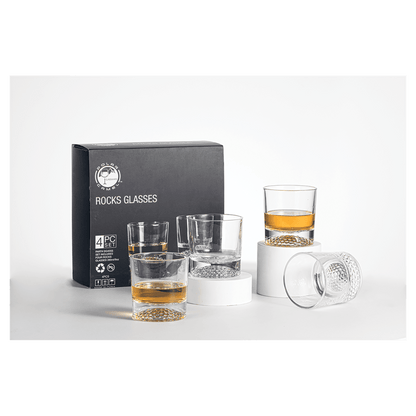 9 oz. Round Golf Rocks Glasses in Black Gift Box