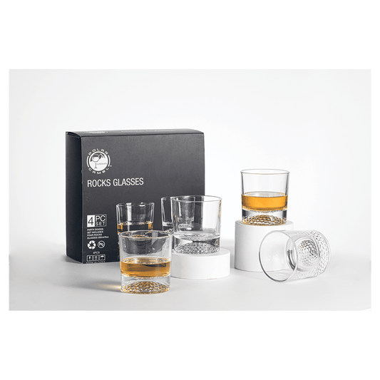 9 oz. Round Golf Rocks Glasses in Black Gift Box